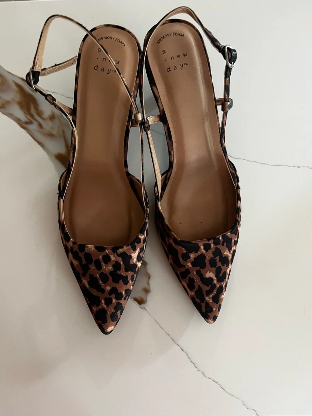 a new day Leopard-Print Pointed Slingback Heels - Brown/Black - Picture 1 of 6